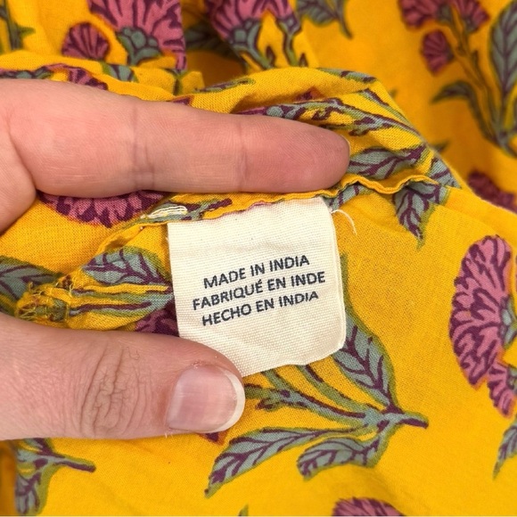 Printfresh Countryside Drives Puff Sleeve Peplum Blouse Small Gold Floral Boho - Picture 7 of 8